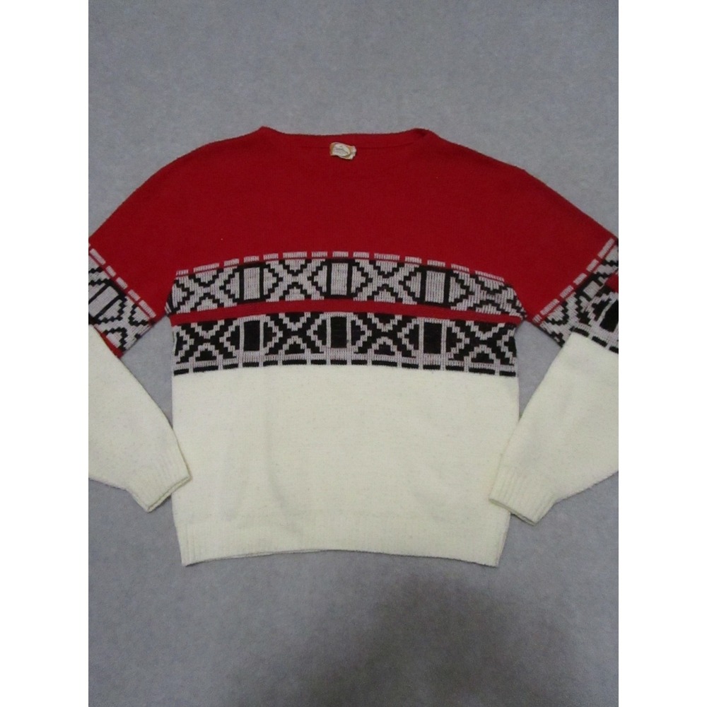 Vintage Catalina Sweater Womens Large Red White Orlon Acrylic‎ Christmas Ski 60s